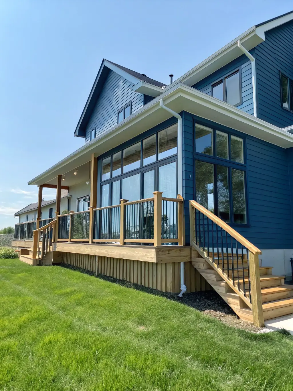 A home with sparkling clean windows and clear gutters after Premier Wave's cleaning service, showcasing the attention to detail and the overall improvement in appearance.