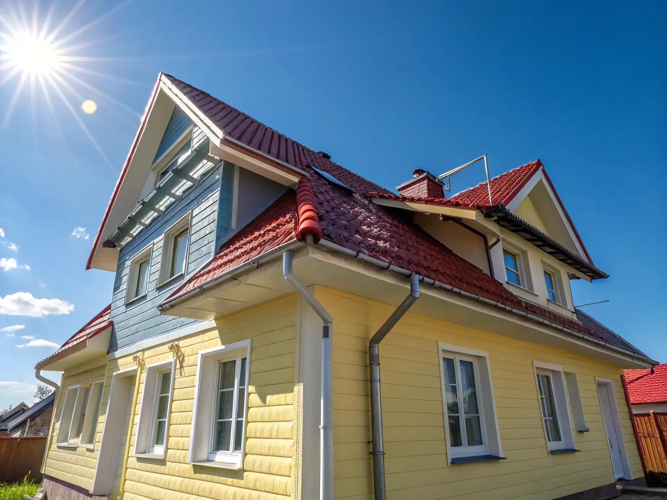A residential house with clean siding after a pressure wash, showcasing the effectiveness of house washing services.